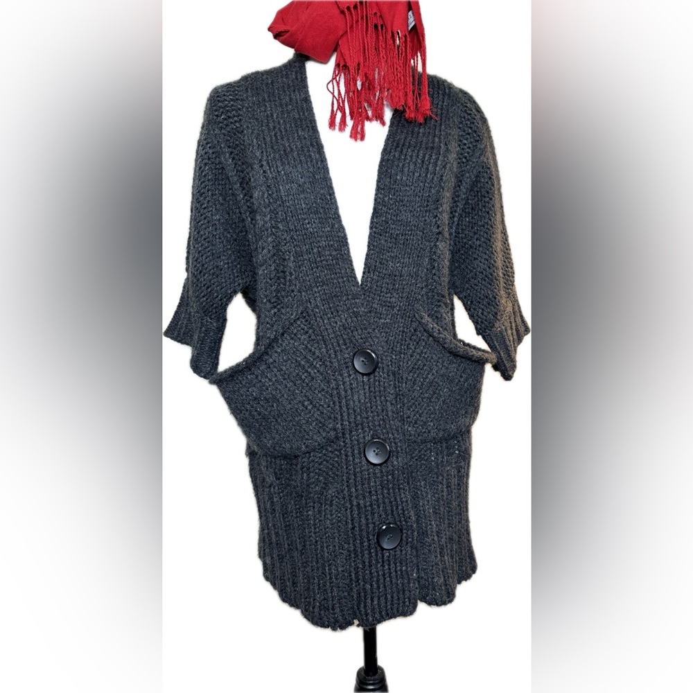 Cardigan Wool Mixed Cozy Carcol Grey  Knit Women's Sweater